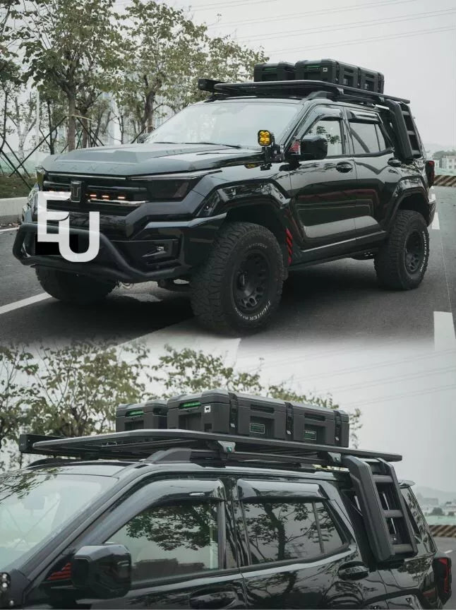 90 LITRE UNIVERSAL TOOL STORAGE CARGO BOX WITH BRAKETS ROOF RAILS RACK 127 CM